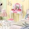 Costway Kids Vanity Table & Stool Set with Cute Polka Dot Print Tri-folding Mirror Drawer Pink&White/Light Pink&White/Pink&Black/Blue/Pink